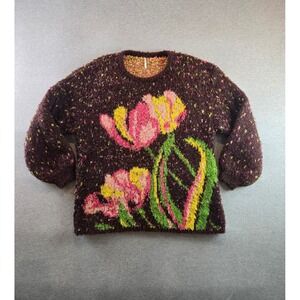 Free People‎ Color Me Cozy Sweater Womens M Confetti Floral Oversized Slouchy